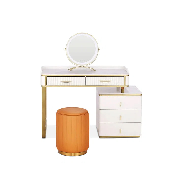 Vanity Table with Stool and Mirror - Wooden Bazar