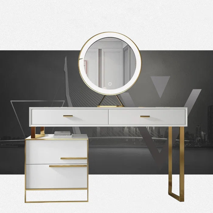 Vanity Dressing Table with Stool and Mirror - Wooden Bazar