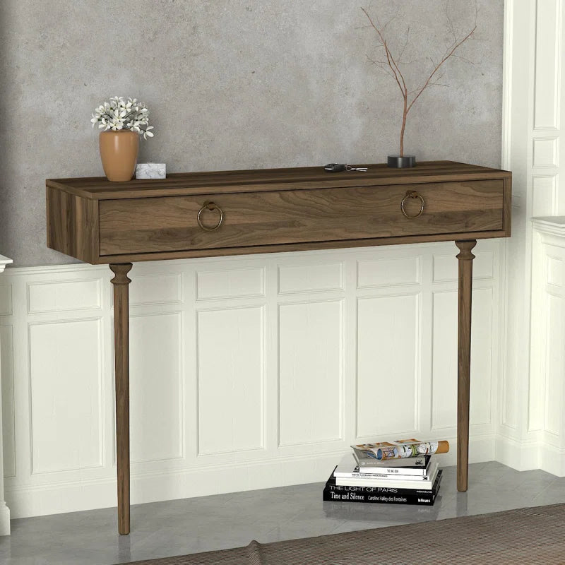 Dacterate Modern Wooden Console Table with Dual Drawers and Sleek Design