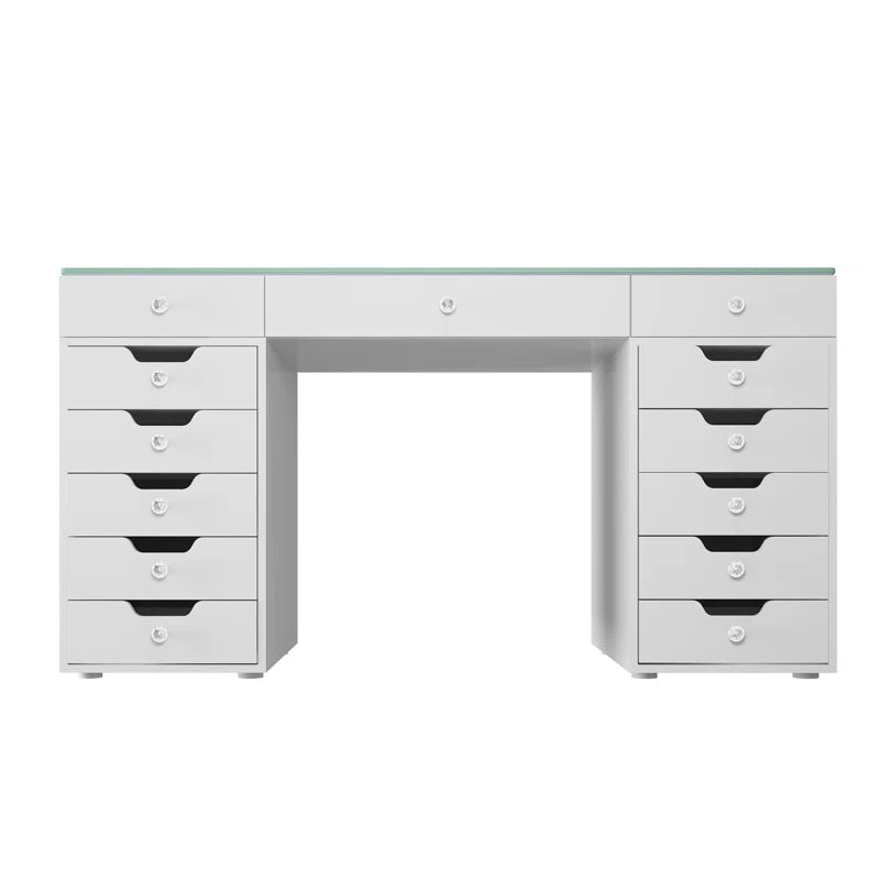 Uzerti Modern Vanity Table with Ample Storage & LED Mirror - Wooden Bazar