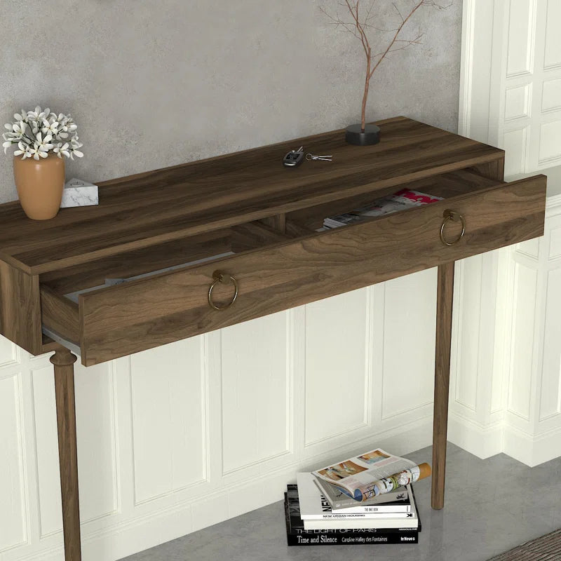 Dacterate Modern Wooden Console Table with Dual Drawers and Sleek Design