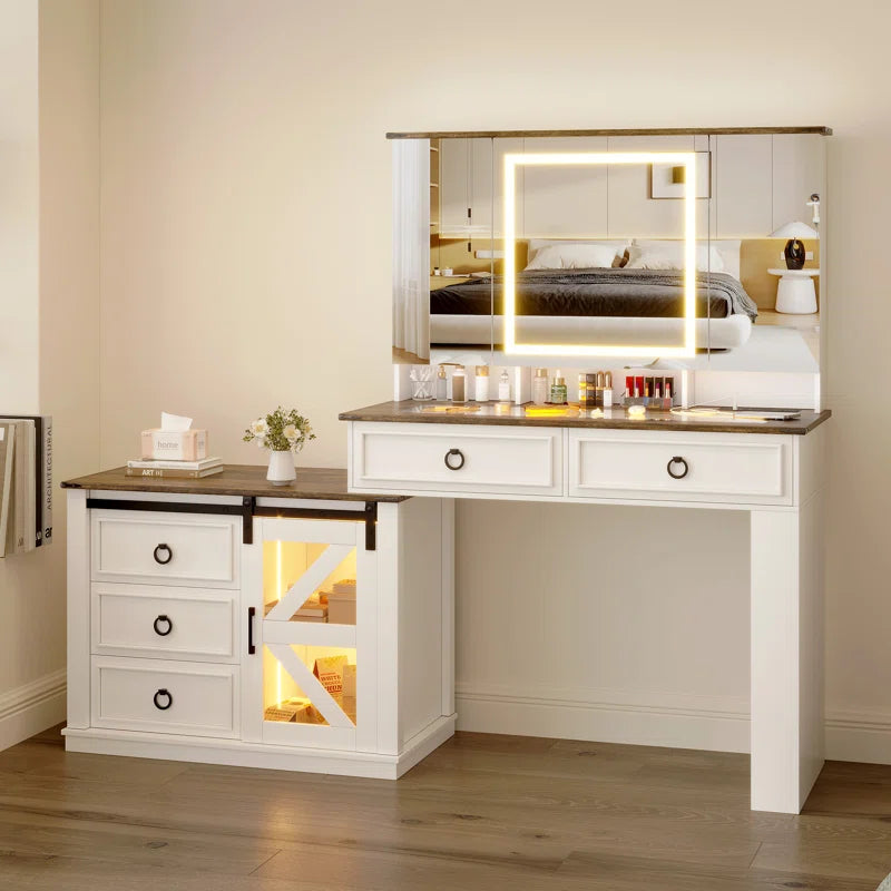 Adorsent New White VAnity Dressing Table For Luxe Living - Wooden Bazar