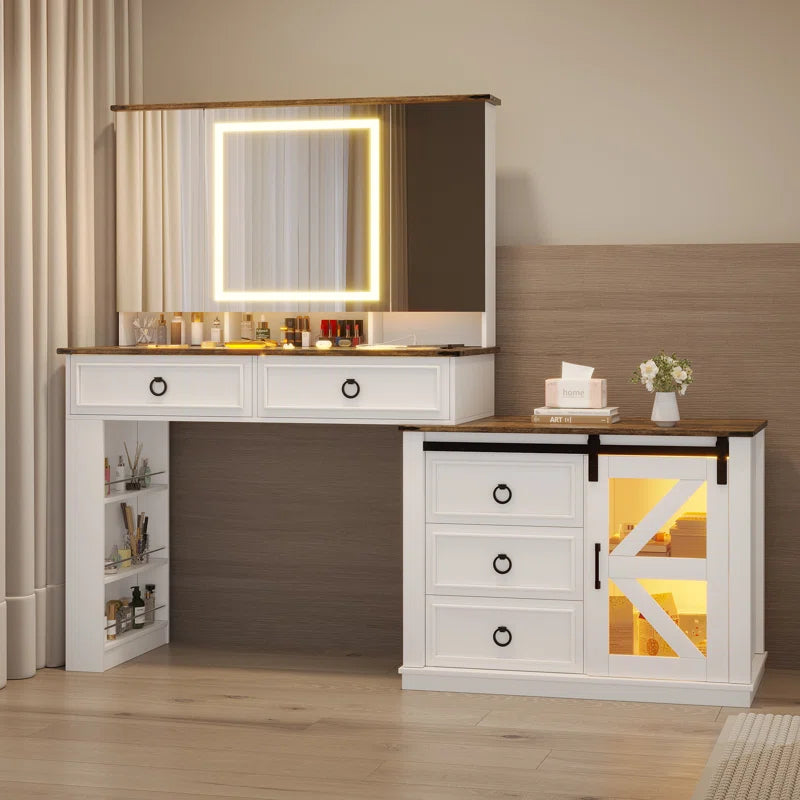 Adorsent New White VAnity Dressing Table For Luxe Living - Wooden Bazar