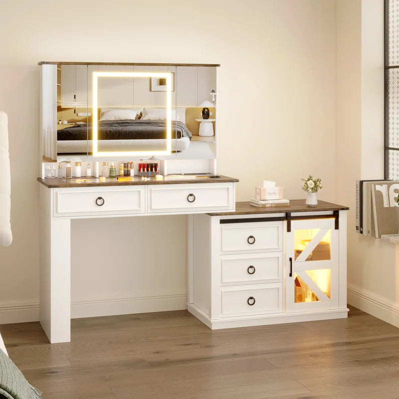 Adorsent New White VAnity Dressing Table For Luxe Living - Wooden Bazar