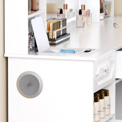Sahaluka Vanity With Hd Lighted Mirror Makeup Vanity Desk With Facial Mask Box