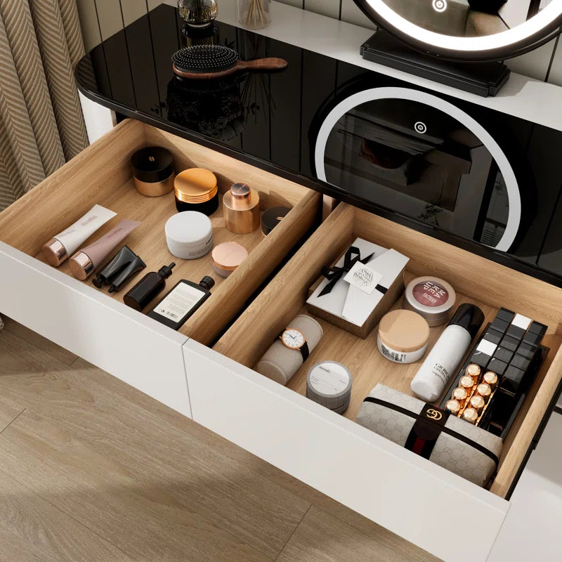 Harunmaka Vanity Table Set for Luxe Living - Wooden Bazar