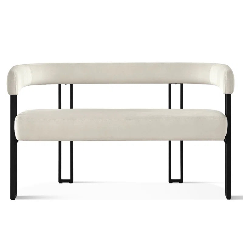 NAPLOX Modern Velvet Entryway Bench with Dual-Level Design and Metal Frame