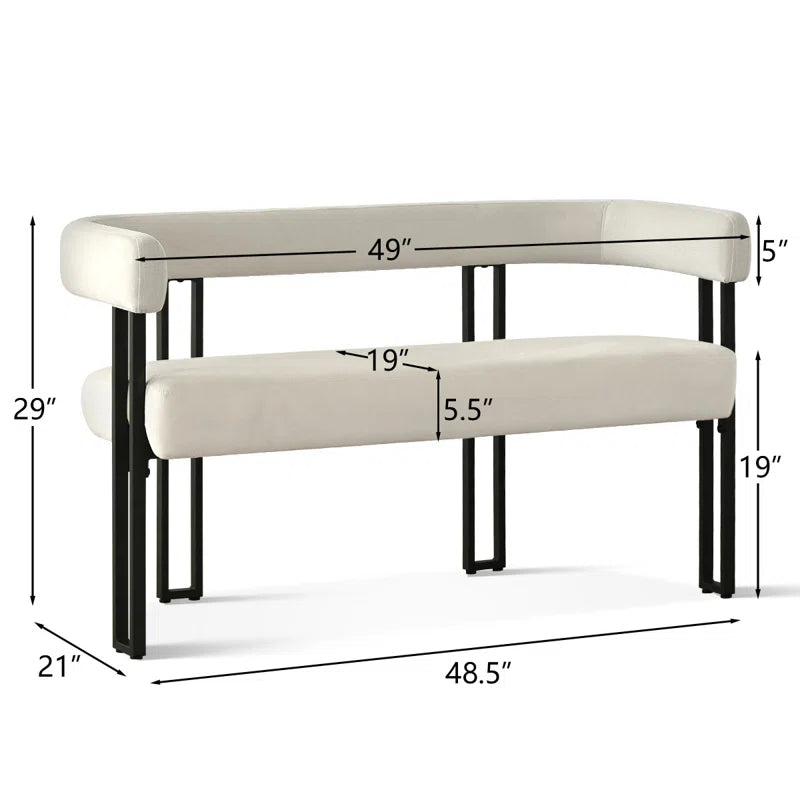 NAPLOX Modern Velvet Entryway Bench with Dual-Level Design and Metal Frame