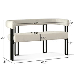 NAPLOX Modern Velvet Entryway Bench with Dual-Level Design and Metal Frame