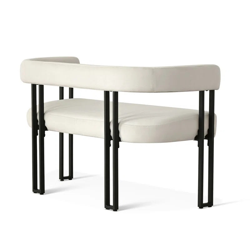NAPLOX Modern Velvet Entryway Bench with Dual-Level Design and Metal Frame