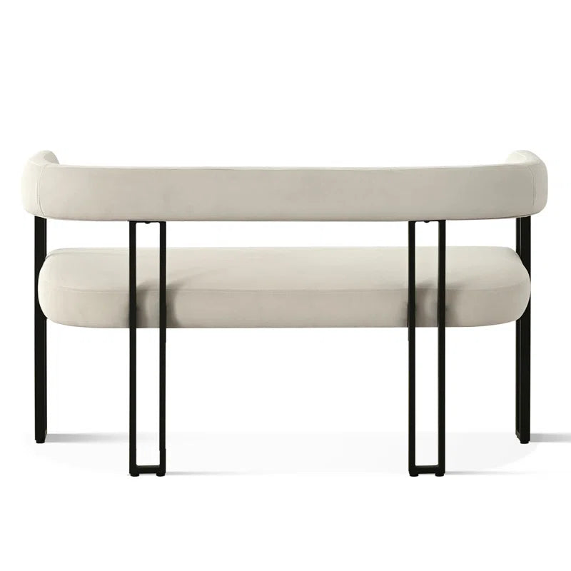 NAPLOX Modern Velvet Entryway Bench with Dual-Level Design and Metal Frame
