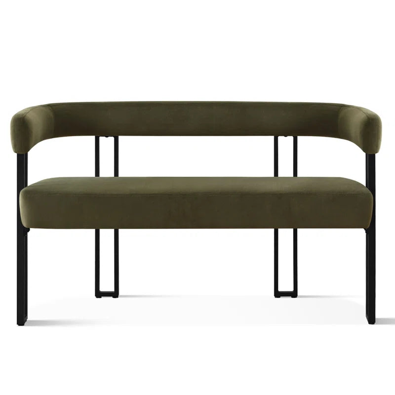 NAPLOX Modern Velvet Entryway Bench with Dual-Level Design and Metal Frame