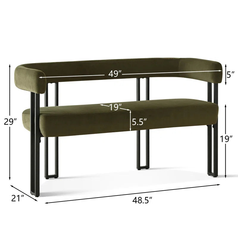 NAPLOX Modern Velvet Entryway Bench with Dual-Level Design and Metal Frame