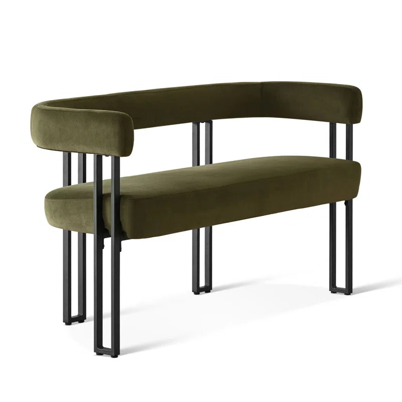 NAPLOX Modern Velvet Entryway Bench with Dual-Level Design and Metal Frame