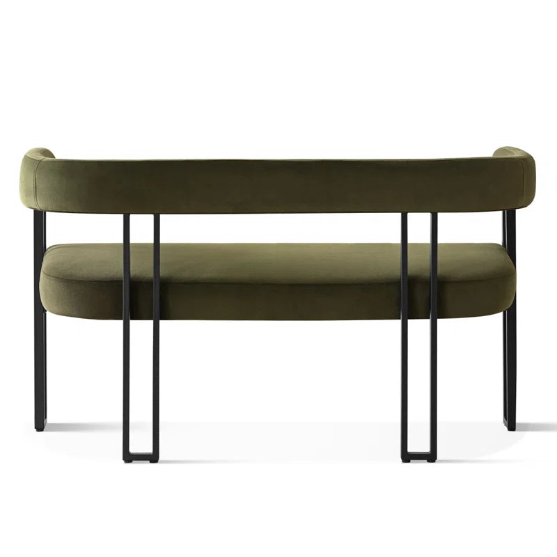 NAPLOX Modern Velvet Entryway Bench with Dual-Level Design and Metal Frame