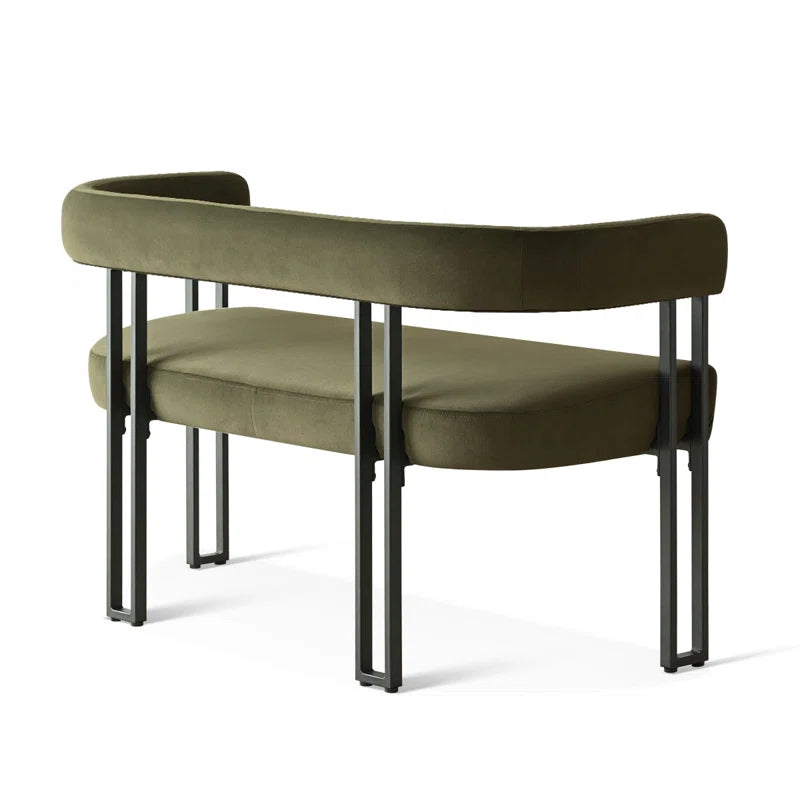 NAPLOX Modern Velvet Entryway Bench with Dual-Level Design and Metal Frame