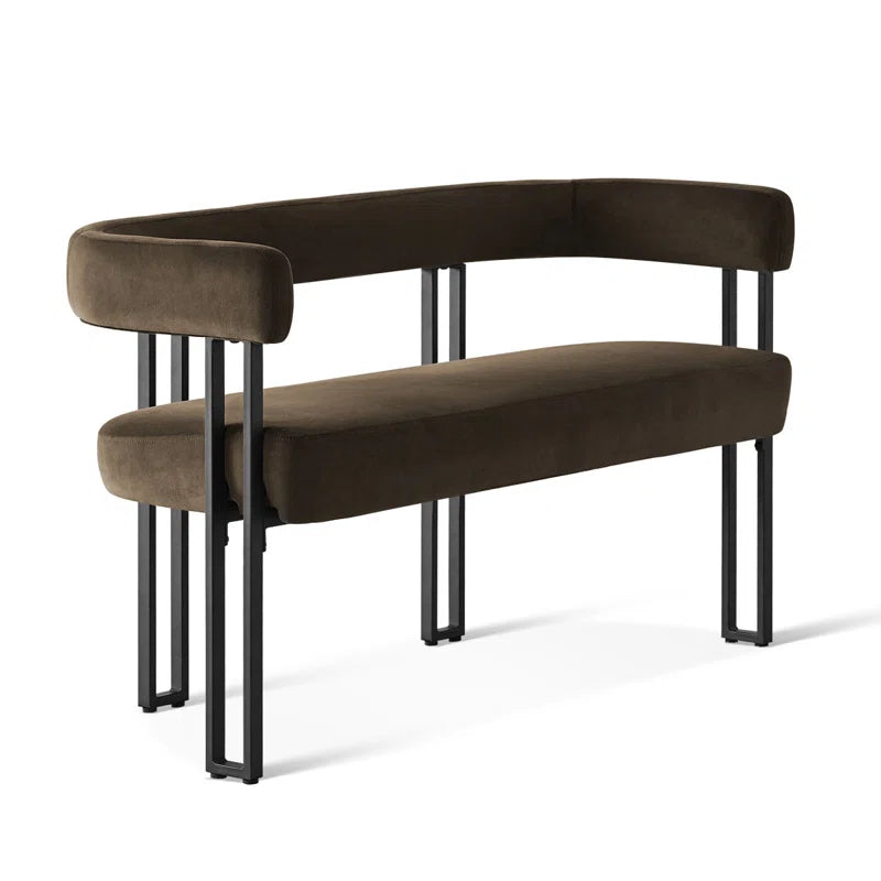 NAPLOX Modern Velvet Entryway Bench with Dual-Level Design and Metal Frame