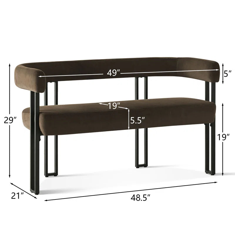 NAPLOX Modern Velvet Entryway Bench with Dual-Level Design and Metal Frame