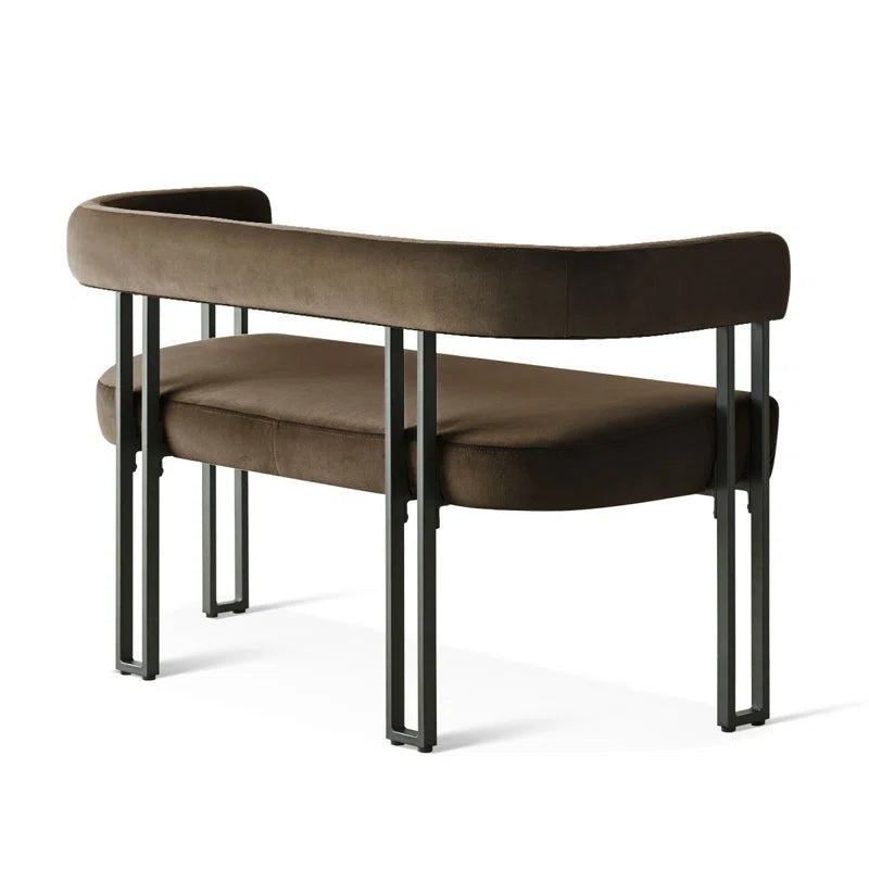 NAPLOX Modern Velvet Entryway Bench with Dual-Level Design and Metal Frame