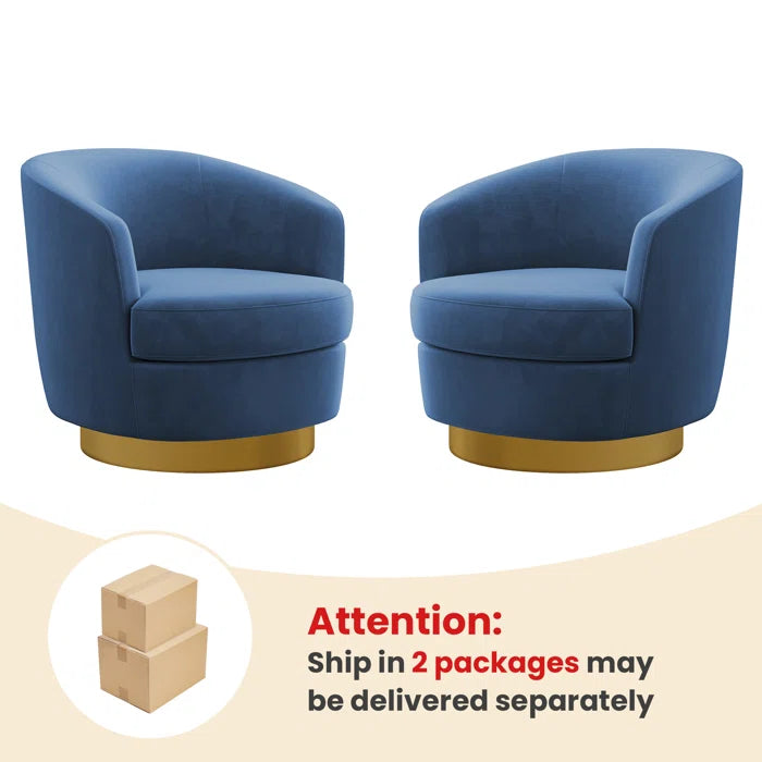 Lasatha Velvet Swivel Barrel Chair (Set of 2) Modern living furniture