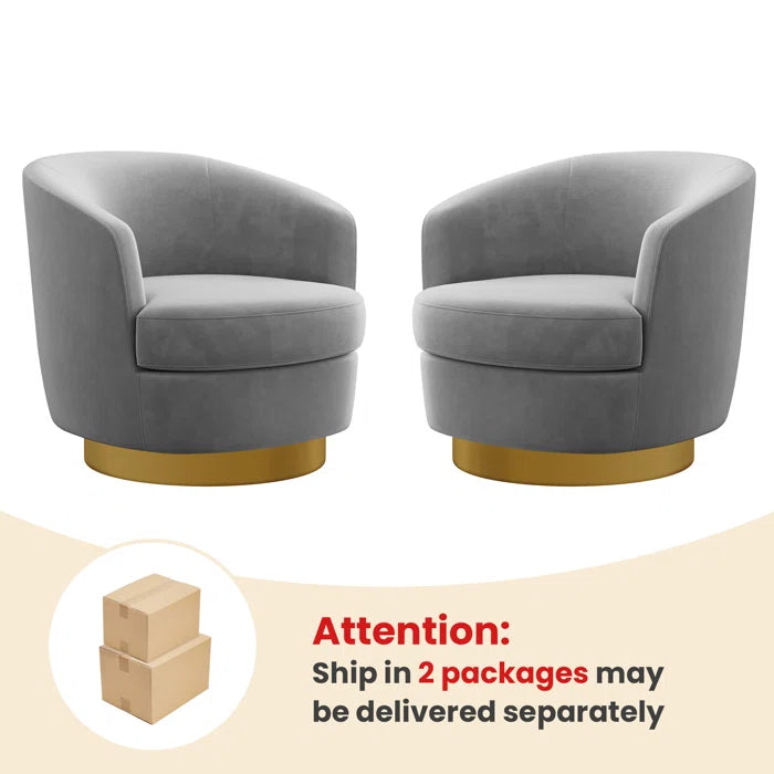 Lasatha Velvet Swivel Barrel Chair (Set of 2) Modern living furniture