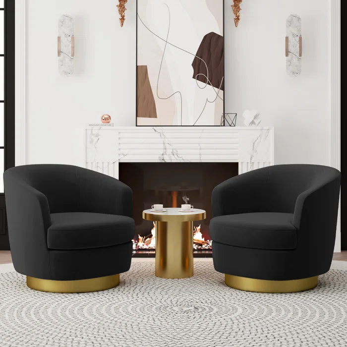 Lasatha Velvet Swivel Barrel Chair (Set of 2) Modern living furniture