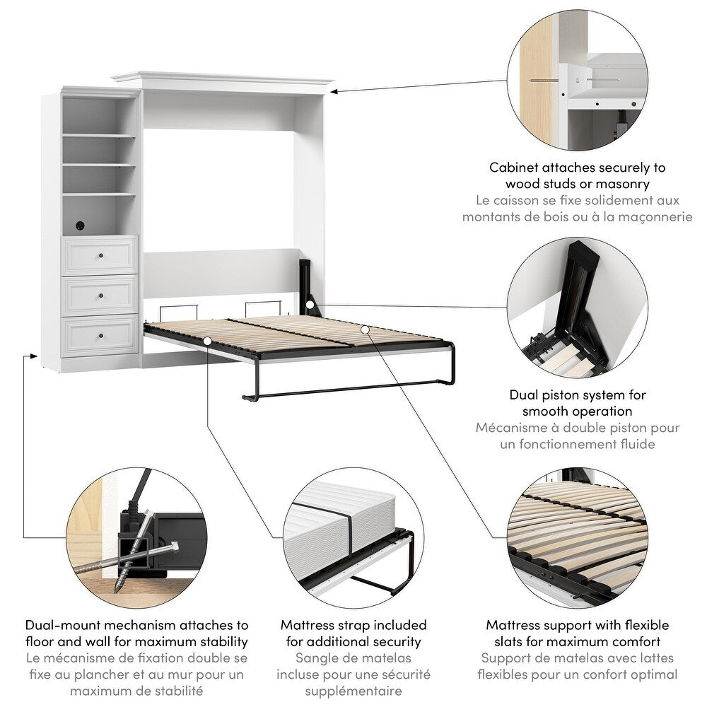 Versatile Queen Murphy Bed and Closet Organizer (92W) by Bestar - White
