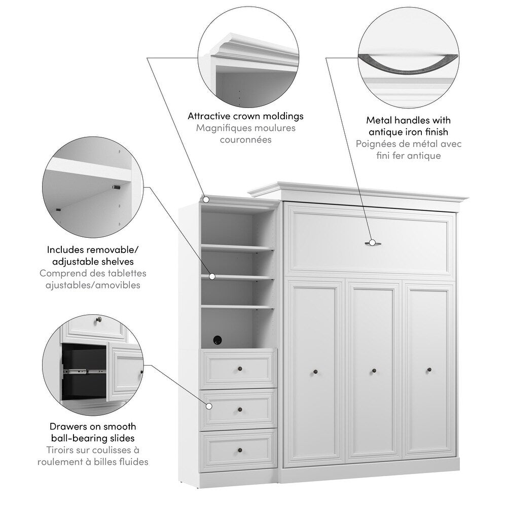 Versatile Queen Murphy Bed and Closet Organizer (92W) by Bestar - White