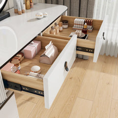 Laxpon White Luxury Vanity Table Set - Wooden Bazar