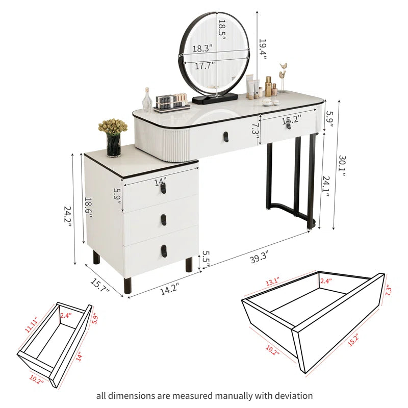 Laxpon White Luxury Vanity Table Set - Wooden Bazar