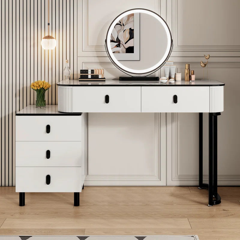 Laxpon White Luxury Vanity Table Set - Wooden Bazar