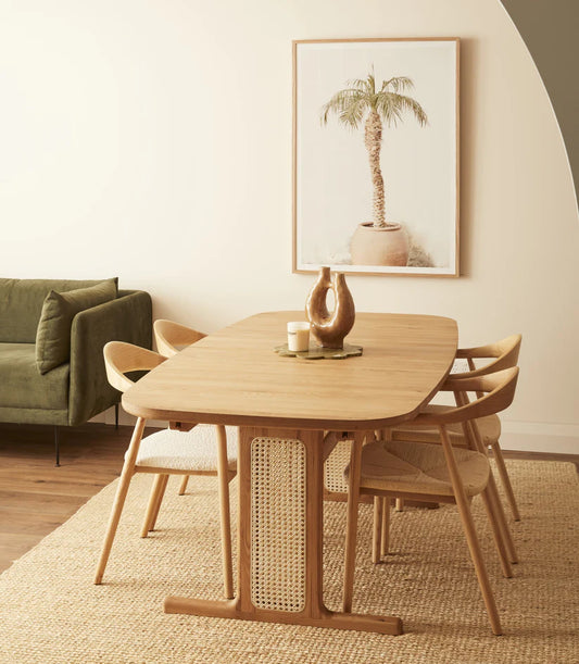 Pippy Modern Rattan Cane Style Dining Set - Wooden Bazar