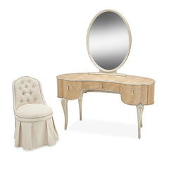 Eity Vanity Set with Mirror & Chair - Caramel