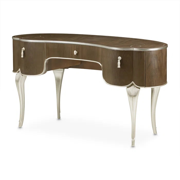 Eity Vanity Set with Mirror & Chair - Caramel