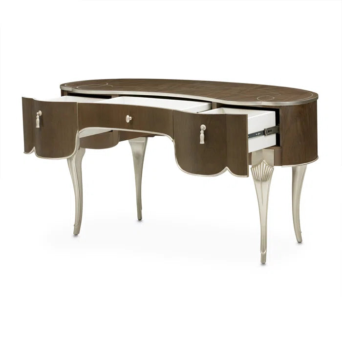Eity Vanity Set with Mirror & Chair - Caramel