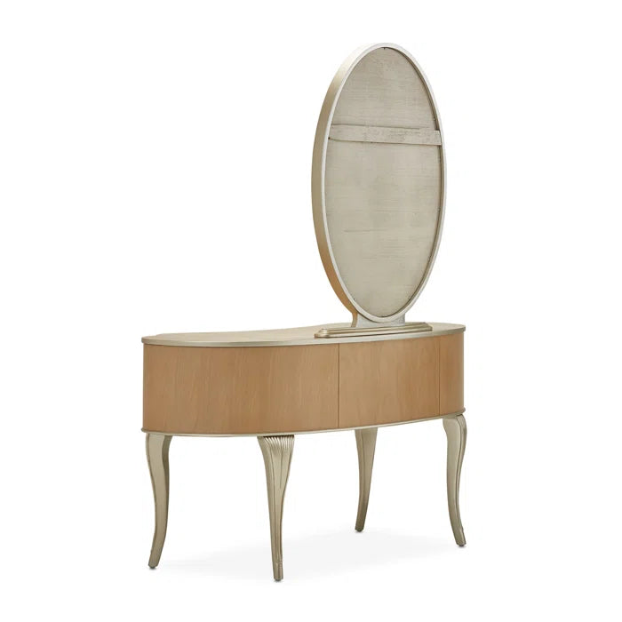 Eity Vanity Set with Mirror & Chair - Caramel