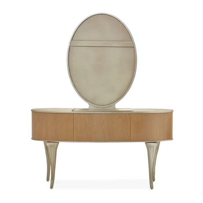 Eity Vanity Set with Mirror & Chair - Caramel