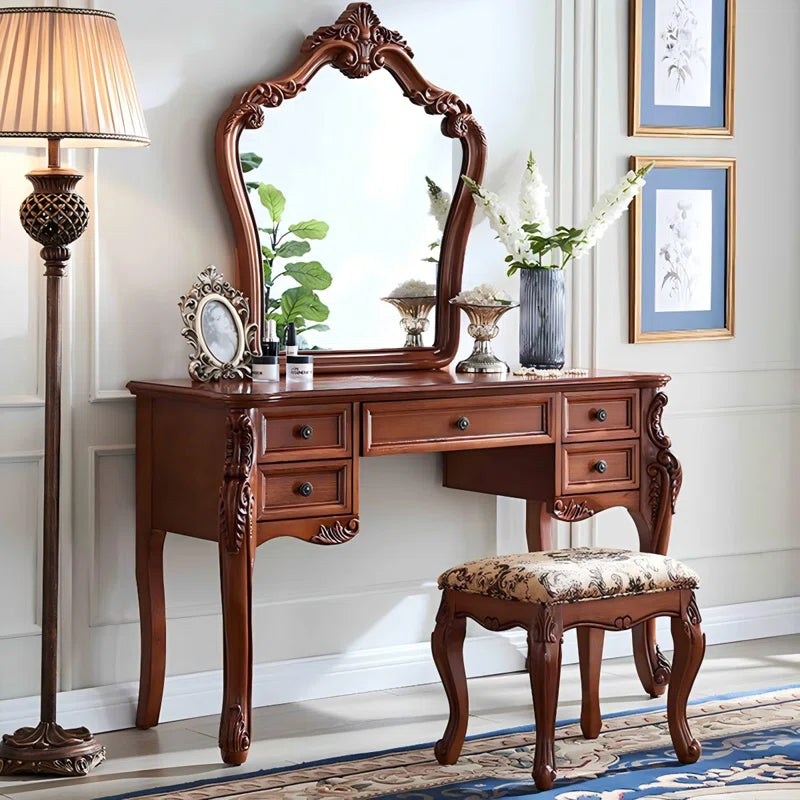 Akrshan Vintage Solid Wood Vanity Table - Wooden Bazar