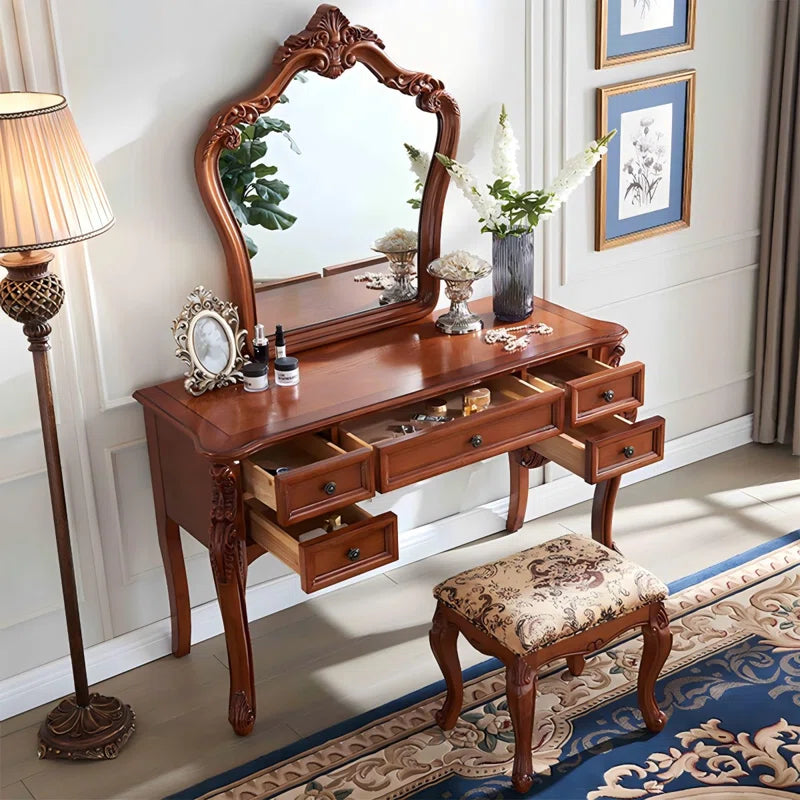 Akrshan Vintage Solid Wood Vanity Table - Wooden Bazar
