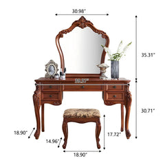 Akrshan Vintage Solid Wood Vanity Table - Wooden Bazar