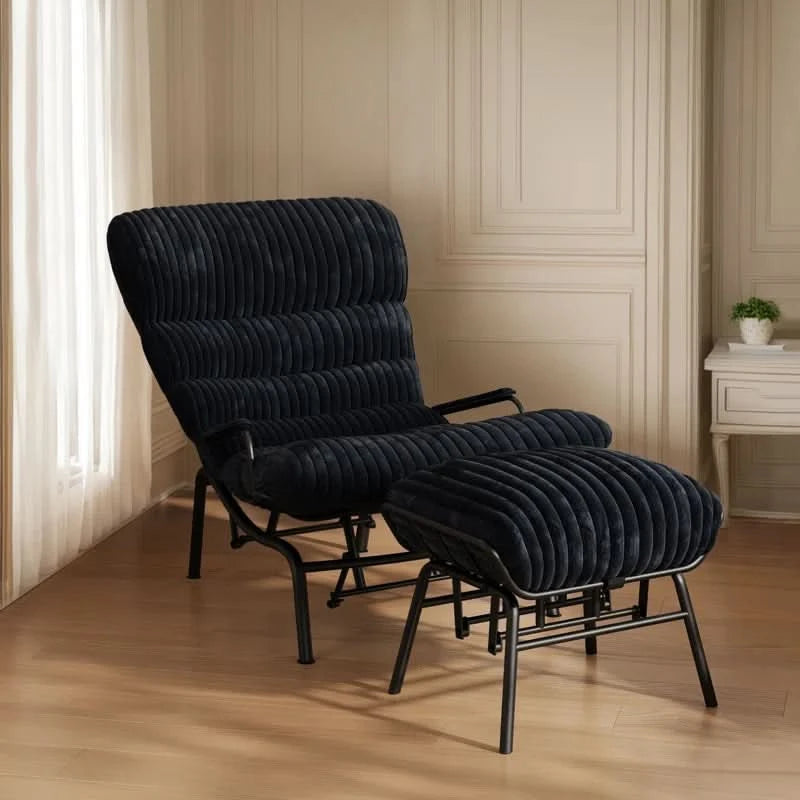 Plush Corduroy Glider Rocking Chair with Ottoman Footrest