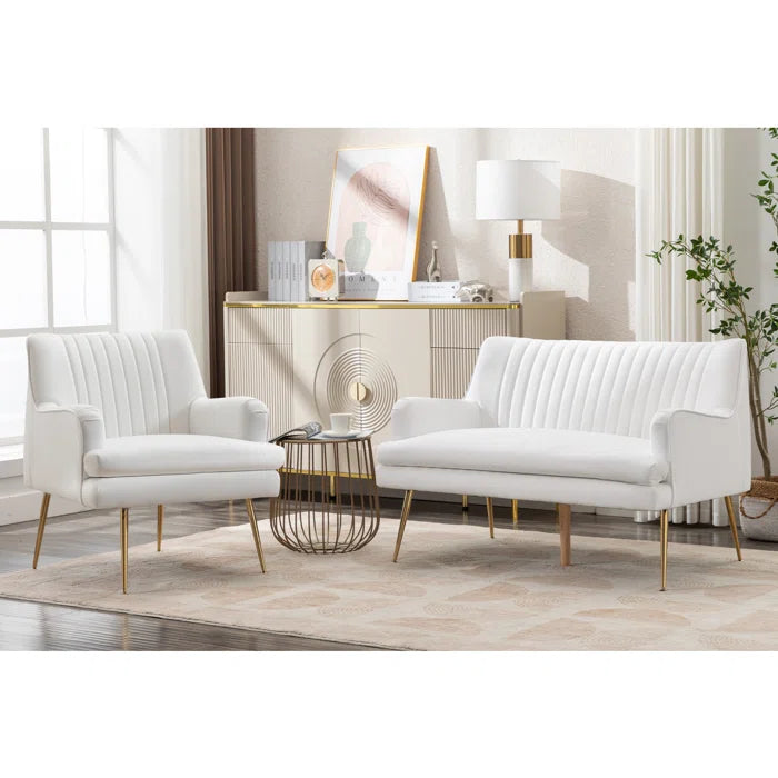 Vootelez 2 - Piece Modern Velvet Upholstered Living Room Luxury Sofa Set