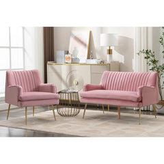 Vootelez 2 - Piece Modern Velvet Upholstered Living Room Luxury Sofa Set