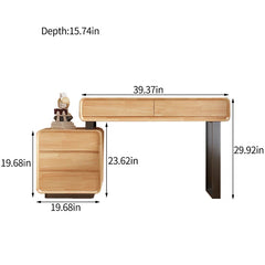 Repron Solid Wood Frame Makeup Vanity Desk with Smart LED Lights Mirror and Chair