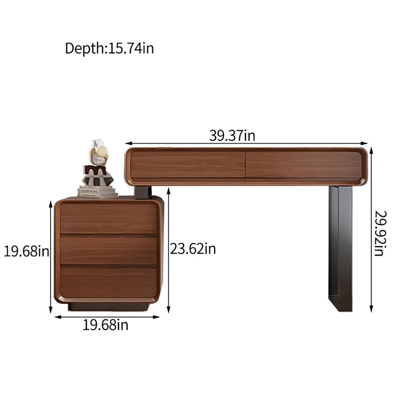 Repron Solid Wood Frame Makeup Vanity Desk with Smart LED Lights Mirror and Chair