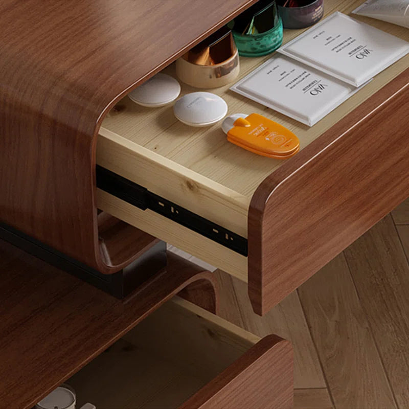 Repron Solid Wood Frame Makeup Vanity Desk with Smart LED Lights Mirror and Chair