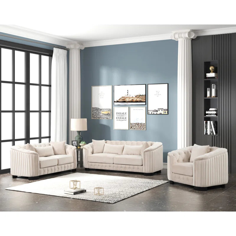 Wandan 3 - Piece Velvet Living Room Luxury Sofa Set