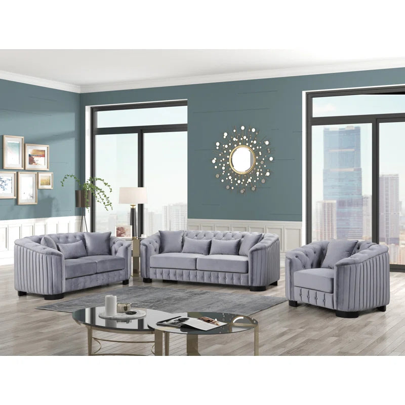 Wandan 3 - Piece Velvet Living Room Luxury Sofa Set