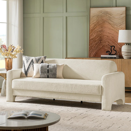 Kingy Modern Curved Chenille Sofa - WoodenBazar