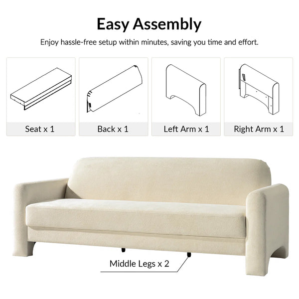 Kingy Modern Curved Chenille Sofa - WoodenBazar